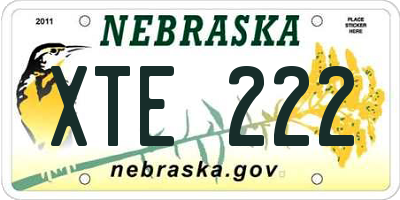 NE license plate XTE222