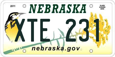 NE license plate XTE231