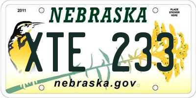 NE license plate XTE233