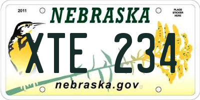 NE license plate XTE234