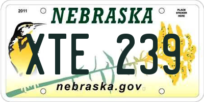 NE license plate XTE239