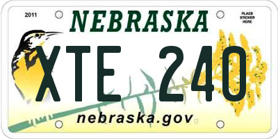 NE license plate XTE240