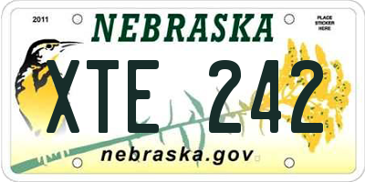 NE license plate XTE242