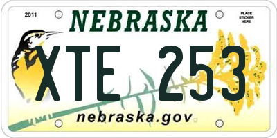NE license plate XTE253