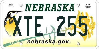 NE license plate XTE255