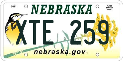 NE license plate XTE259