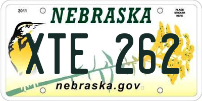 NE license plate XTE262