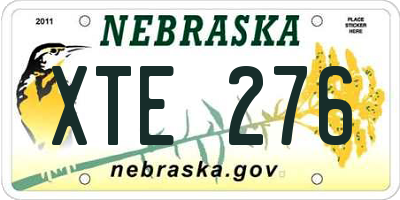 NE license plate XTE276