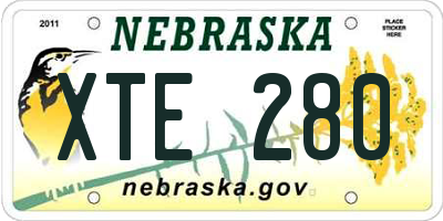 NE license plate XTE280
