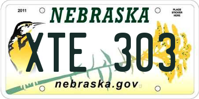 NE license plate XTE303