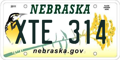 NE license plate XTE314