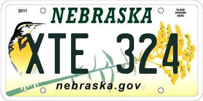 NE license plate XTE324