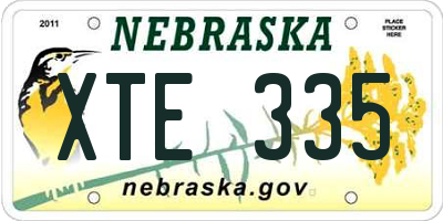 NE license plate XTE335