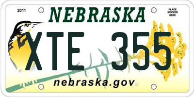 NE license plate XTE355