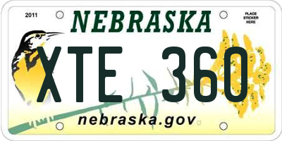 NE license plate XTE360