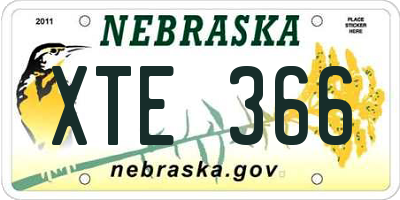 NE license plate XTE366