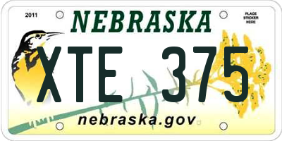 NE license plate XTE375