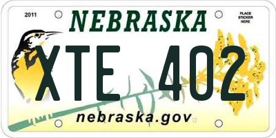NE license plate XTE402