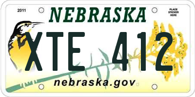 NE license plate XTE412
