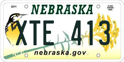 NE license plate XTE413