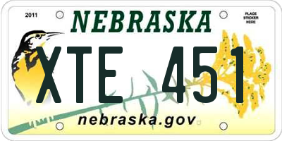NE license plate XTE451
