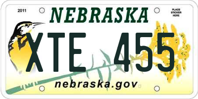 NE license plate XTE455