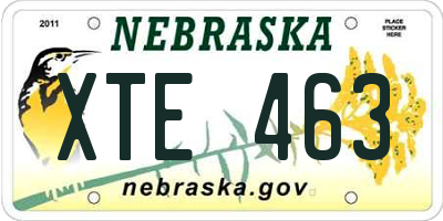 NE license plate XTE463