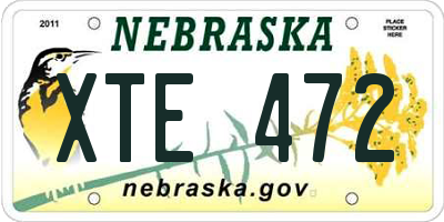 NE license plate XTE472
