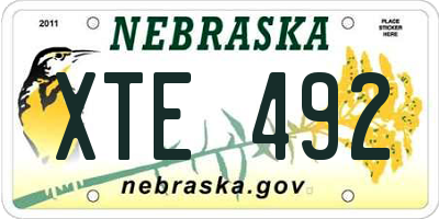 NE license plate XTE492