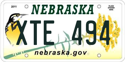 NE license plate XTE494