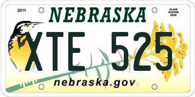 NE license plate XTE525