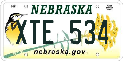 NE license plate XTE534