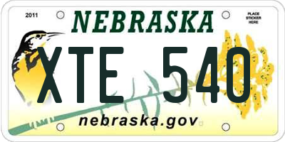 NE license plate XTE540