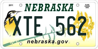NE license plate XTE562