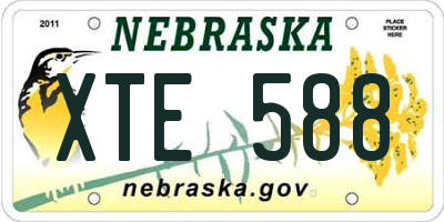 NE license plate XTE588