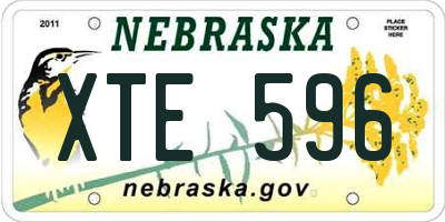 NE license plate XTE596