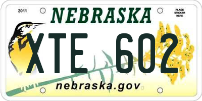 NE license plate XTE602