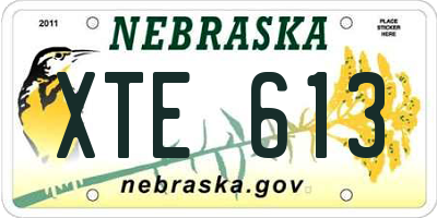 NE license plate XTE613