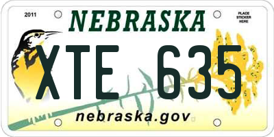 NE license plate XTE635