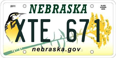 NE license plate XTE671