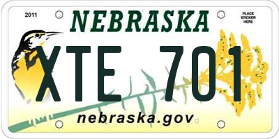 NE license plate XTE701