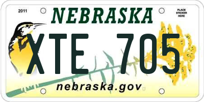 NE license plate XTE705