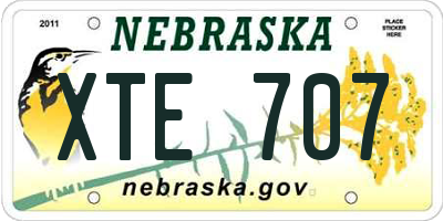 NE license plate XTE707