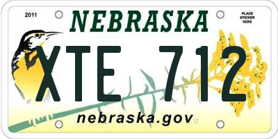 NE license plate XTE712