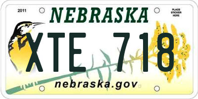 NE license plate XTE718