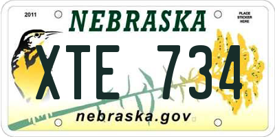 NE license plate XTE734