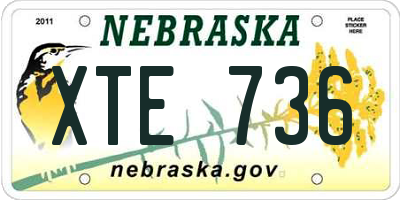 NE license plate XTE736