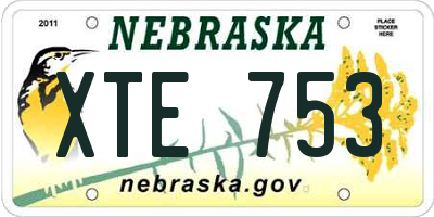NE license plate XTE753