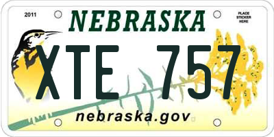 NE license plate XTE757