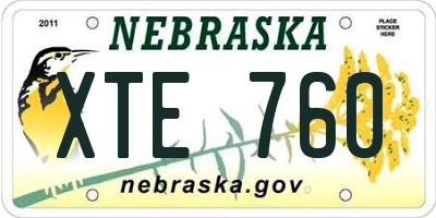 NE license plate XTE760